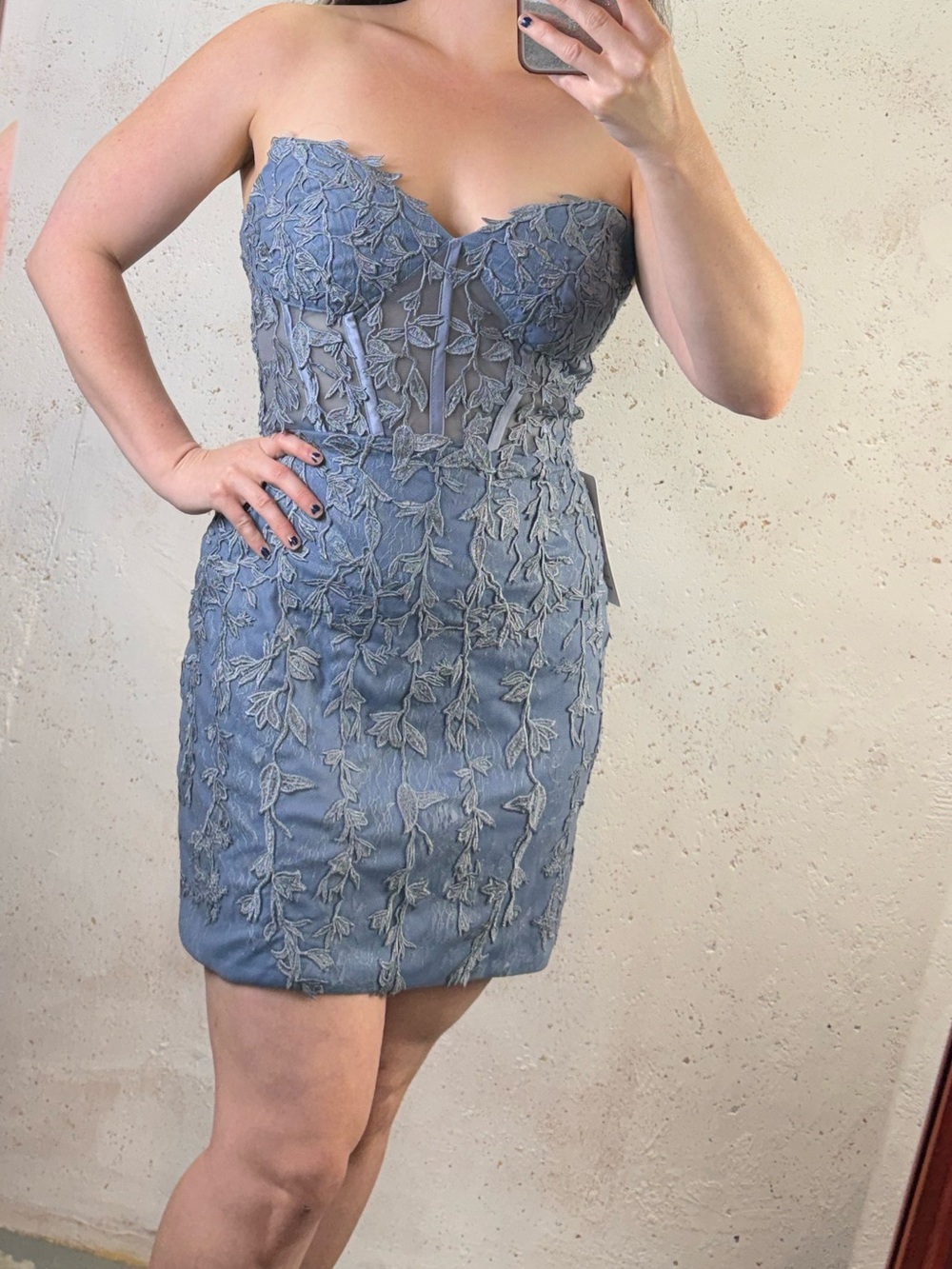 Lavetir Blue Lace Bustier Cocktail Party Dress New With Tags Size 10 (Medium)
